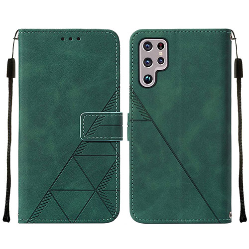 Leather Case Stands Flip Cover Holder Y07B for Samsung Galaxy S23 Ultra 5G Green