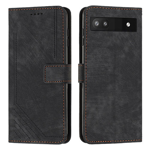 Leather Case Stands Flip Cover Holder Y07X for Google Pixel 6a 5G Black