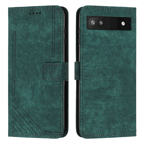 Leather Case Stands Flip Cover Holder Y07X for Google Pixel 6a 5G Green