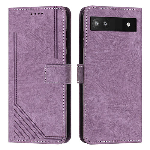Leather Case Stands Flip Cover Holder Y07X for Google Pixel 6a 5G Purple
