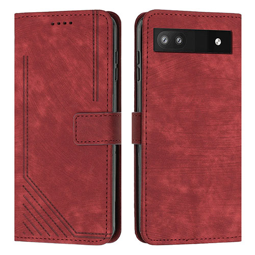 Leather Case Stands Flip Cover Holder Y07X for Google Pixel 6a 5G Red