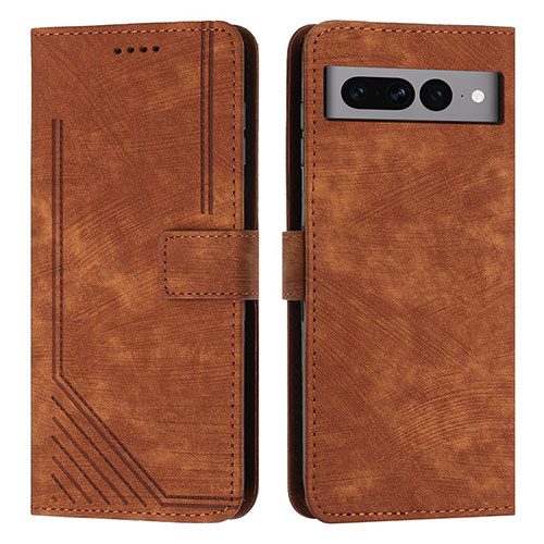 Leather Case Stands Flip Cover Holder Y07X for Google Pixel 7 Pro 5G Brown