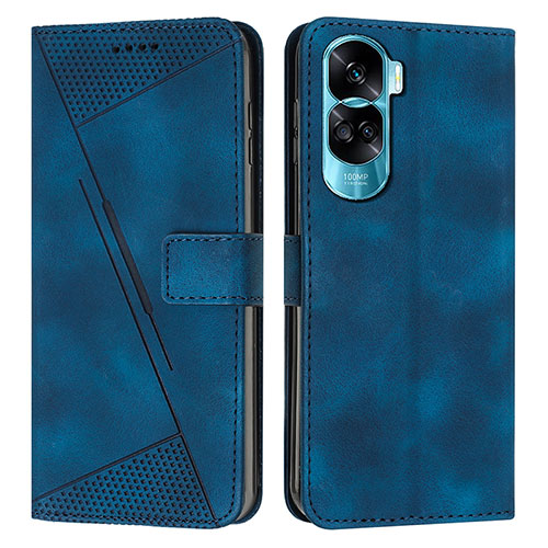 Leather Case Stands Flip Cover Holder Y07X for Huawei Honor 90 Lite 5G Blue