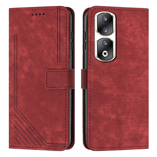 Leather Case Stands Flip Cover Holder Y07X for Huawei Honor 90 Pro 5G Red