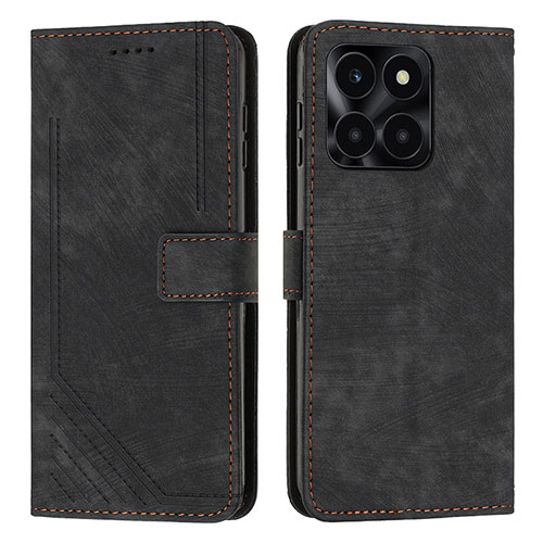 Leather Case Stands Flip Cover Holder Y07X for Huawei Honor X6a Black