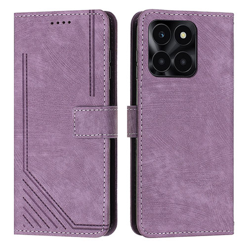 Leather Case Stands Flip Cover Holder Y07X for Huawei Honor X6a Purple