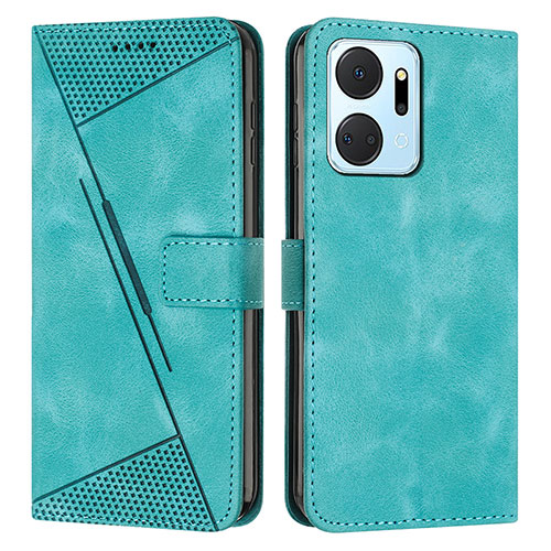 Leather Case Stands Flip Cover Holder Y07X for Huawei Honor X7a Green