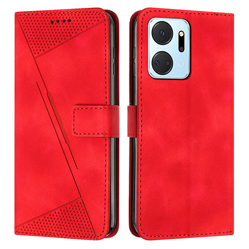 Leather Case Stands Flip Cover Holder Y07X for Huawei Honor X7a Red