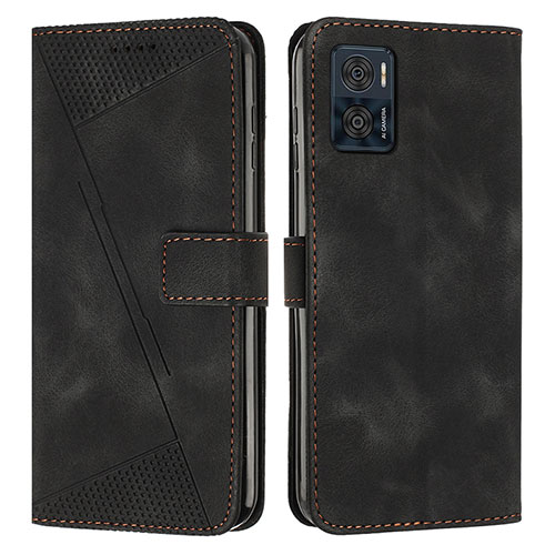 Leather Case Stands Flip Cover Holder Y07X for Motorola Moto E22 Black