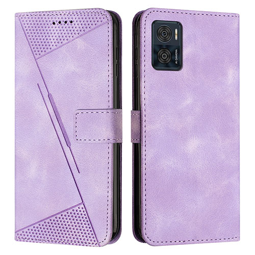 Leather Case Stands Flip Cover Holder Y07X for Motorola Moto E22i Purple