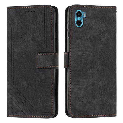 Leather Case Stands Flip Cover Holder Y07X for Motorola Moto E32 India Black