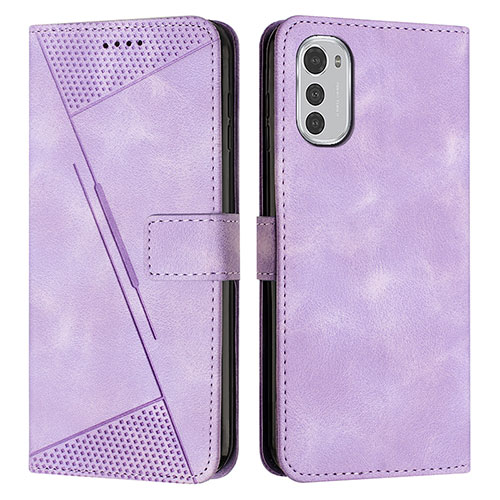 Leather Case Stands Flip Cover Holder Y07X for Motorola Moto E32 Purple