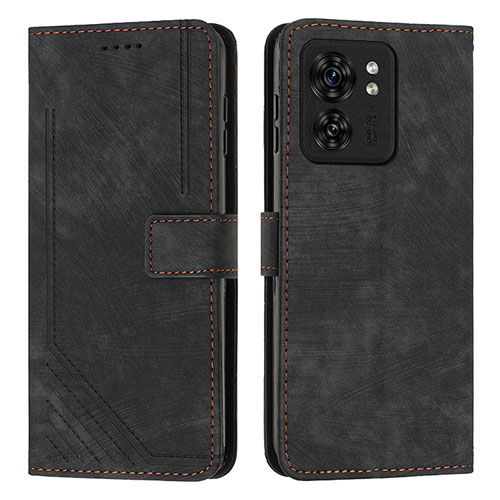 Leather Case Stands Flip Cover Holder Y07X for Motorola Moto Edge (2023) 5G Black