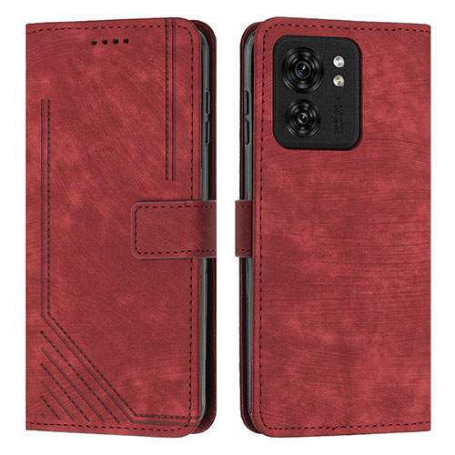 Leather Case Stands Flip Cover Holder Y07X for Motorola Moto Edge (2023) 5G Red