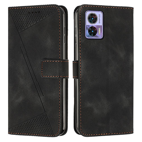 Leather Case Stands Flip Cover Holder Y07X for Motorola Moto Edge 30 Lite 5G Black