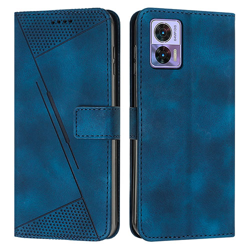 Leather Case Stands Flip Cover Holder Y07X for Motorola Moto Edge 30 Lite 5G Blue