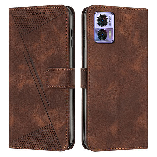 Leather Case Stands Flip Cover Holder Y07X for Motorola Moto Edge 30 Lite 5G Brown