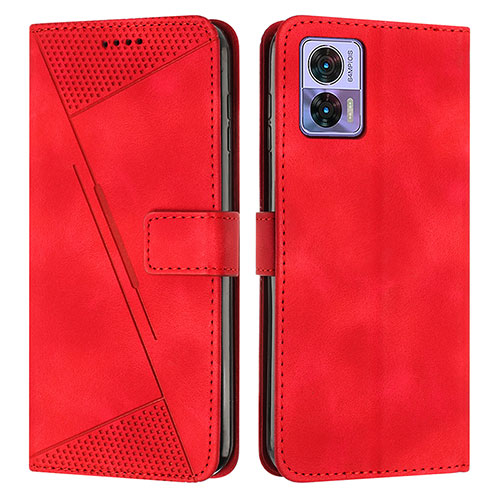 Leather Case Stands Flip Cover Holder Y07X for Motorola Moto Edge 30 Lite 5G Red