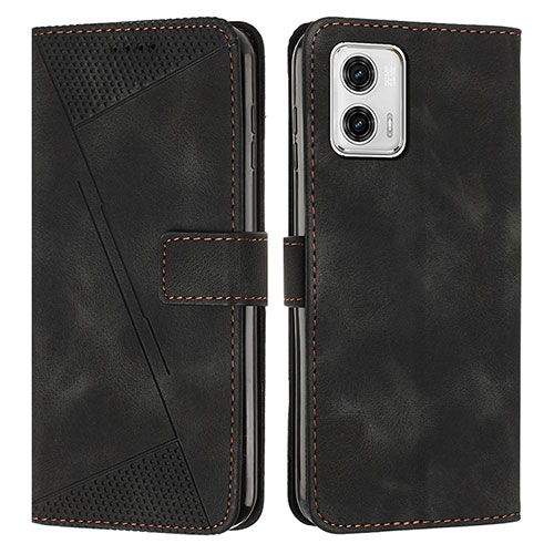 Leather Case Stands Flip Cover Holder Y07X for Motorola Moto G 5G (2023) Black