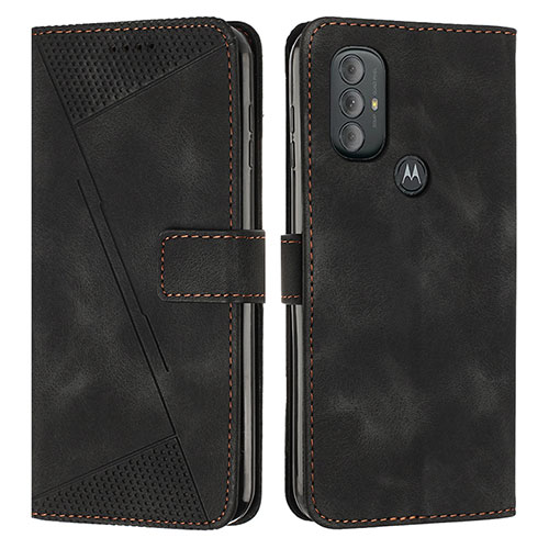 Leather Case Stands Flip Cover Holder Y07X for Motorola Moto G Power (2022) Black