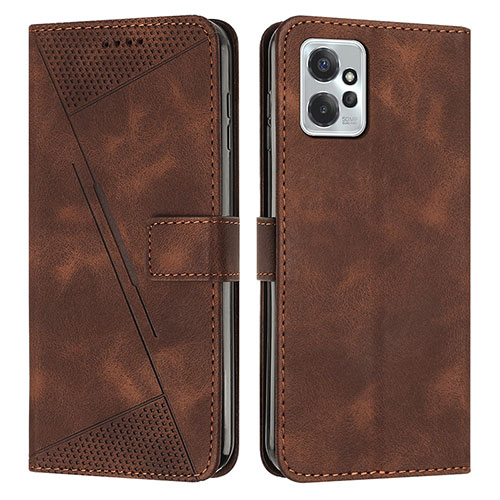 Leather Case Stands Flip Cover Holder Y07X for Motorola Moto G Power 5G (2023) Brown