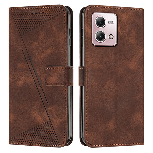 Leather Case Stands Flip Cover Holder Y07X for Motorola Moto G Stylus (2023) 4G Brown