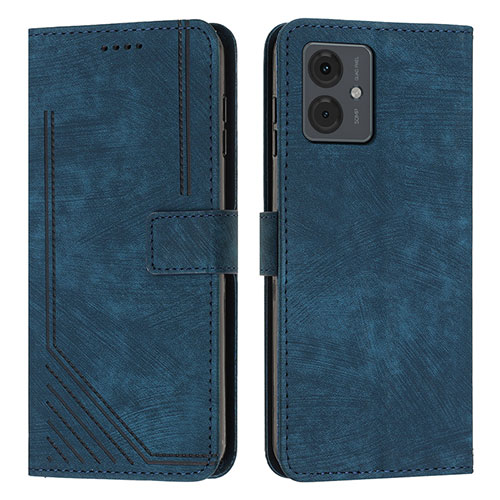 Leather Case Stands Flip Cover Holder Y07X for Motorola Moto G14 Blue