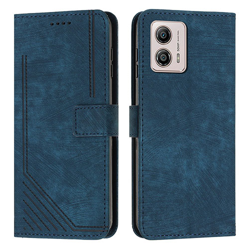 Leather Case Stands Flip Cover Holder Y07X for Motorola Moto G53 5G Blue