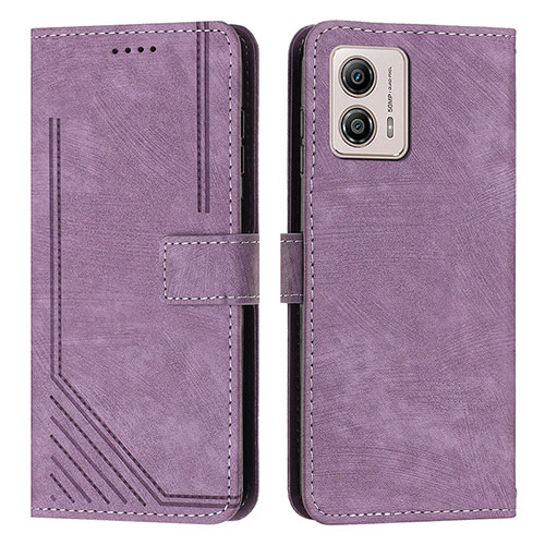 Leather Case Stands Flip Cover Holder Y07X for Motorola Moto G53 5G Purple