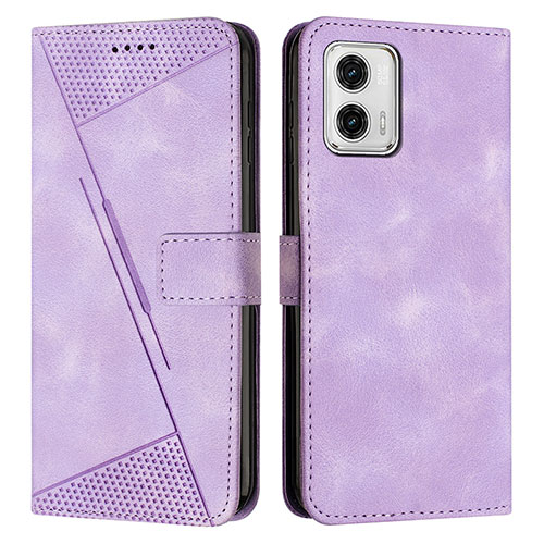 Leather Case Stands Flip Cover Holder Y07X for Motorola Moto G53 5G Purple