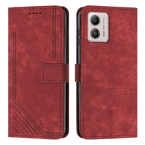 Leather Case Stands Flip Cover Holder Y07X for Motorola Moto G53 5G Red