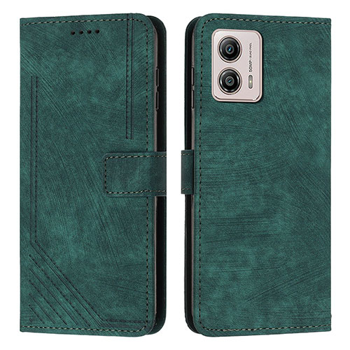Leather Case Stands Flip Cover Holder Y07X for Motorola Moto G53j 5G Green