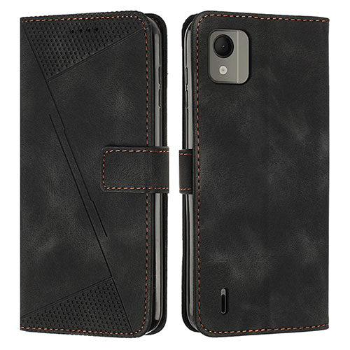 Leather Case Stands Flip Cover Holder Y07X for Nokia C110 Black