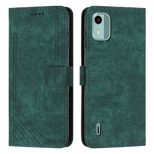 Leather Case Stands Flip Cover Holder Y07X for Nokia C12 Plus Green