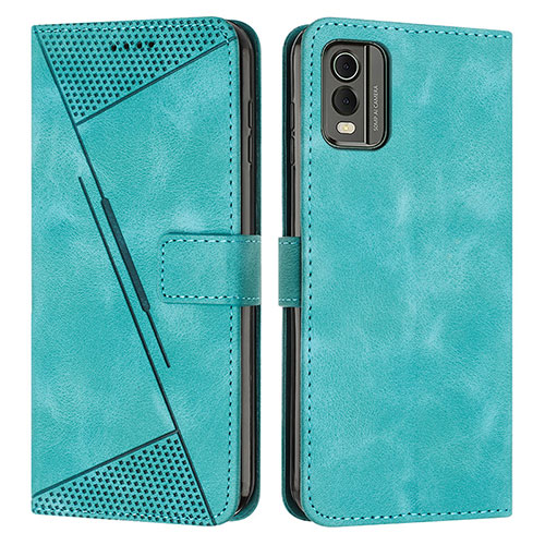 Leather Case Stands Flip Cover Holder Y07X for Nokia C210 Green