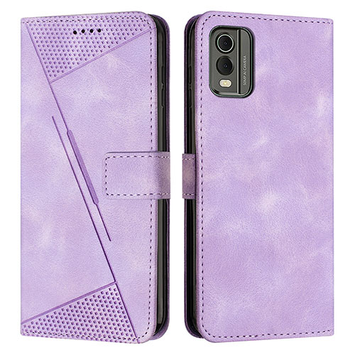 Leather Case Stands Flip Cover Holder Y07X for Nokia C32 Purple