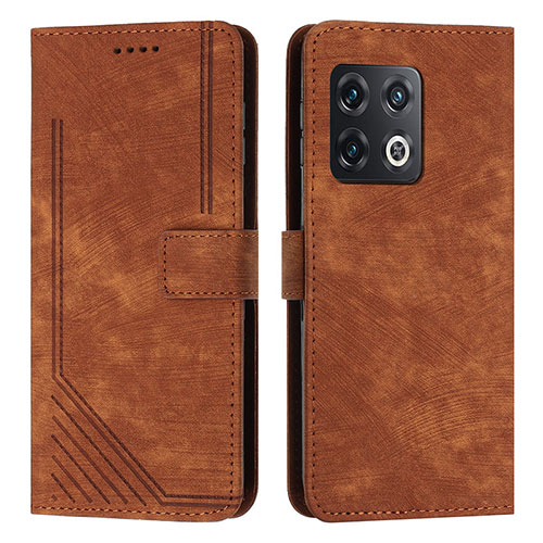 Leather Case Stands Flip Cover Holder Y07X for OnePlus 10 Pro 5G Brown