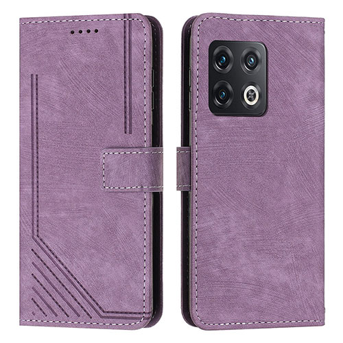 Leather Case Stands Flip Cover Holder Y07X for OnePlus 10 Pro 5G Purple