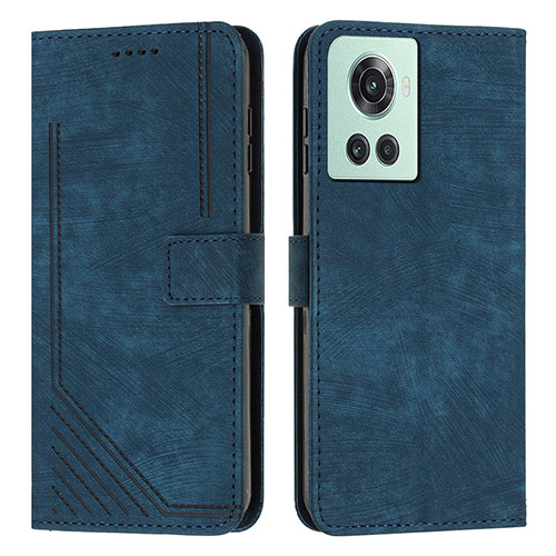 Leather Case Stands Flip Cover Holder Y07X for OnePlus 10R 5G Blue