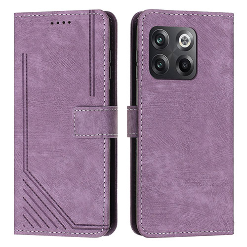 Leather Case Stands Flip Cover Holder Y07X for OnePlus 10T 5G Purple