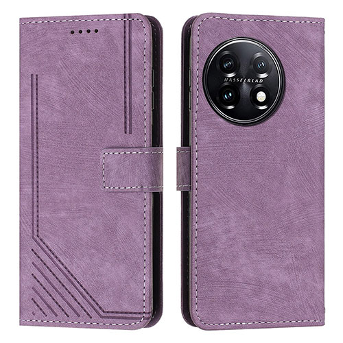 Leather Case Stands Flip Cover Holder Y07X for OnePlus 11 5G Purple