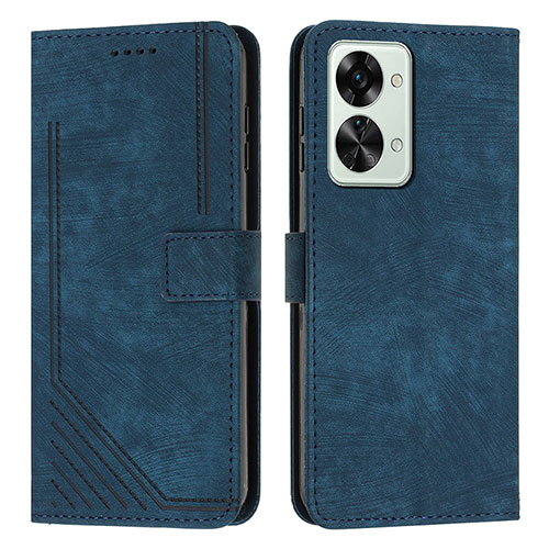 Leather Case Stands Flip Cover Holder Y07X for OnePlus Nord 2T 5G Blue