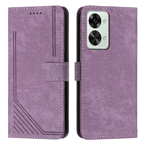 Leather Case Stands Flip Cover Holder Y07X for OnePlus Nord 2T 5G Purple