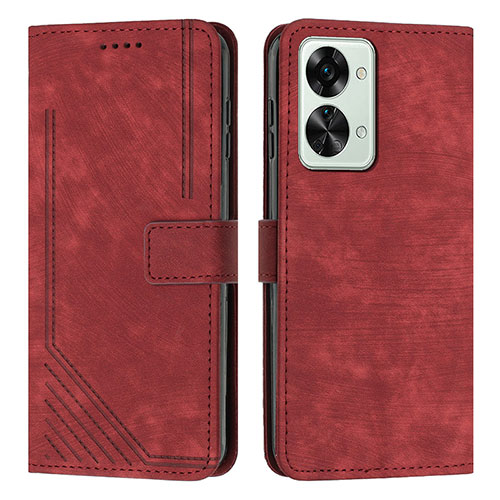 Leather Case Stands Flip Cover Holder Y07X for OnePlus Nord 2T 5G Red