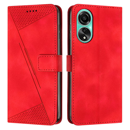 Leather Case Stands Flip Cover Holder Y07X for Oppo A18 Red