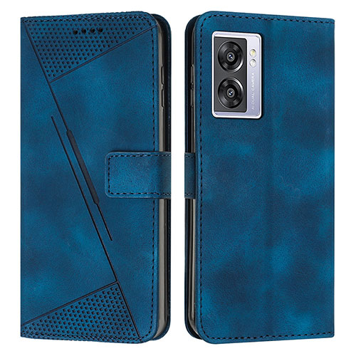 Leather Case Stands Flip Cover Holder Y07X for Oppo A57 5G Blue