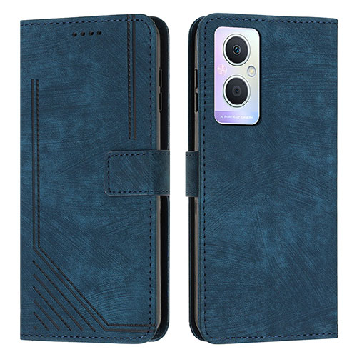 Leather Case Stands Flip Cover Holder Y07X for Oppo A96 5G Blue