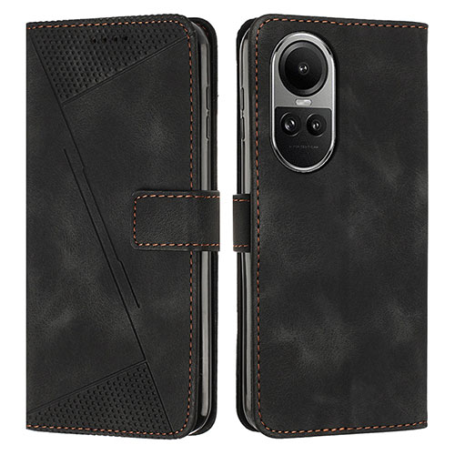 Leather Case Stands Flip Cover Holder Y07X for Oppo Reno10 Pro 5G Black