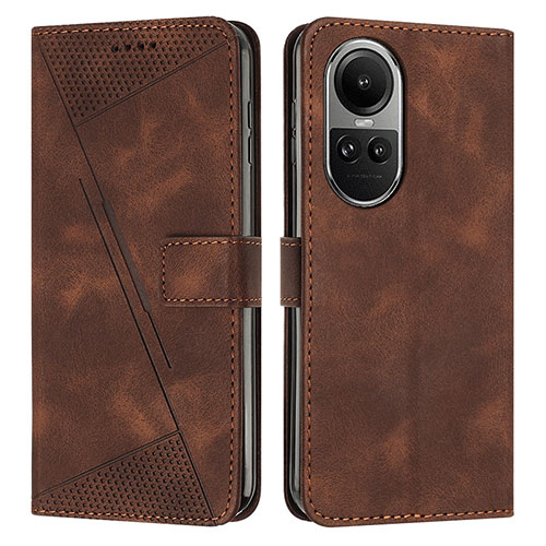 Leather Case Stands Flip Cover Holder Y07X for Oppo Reno10 Pro 5G Brown