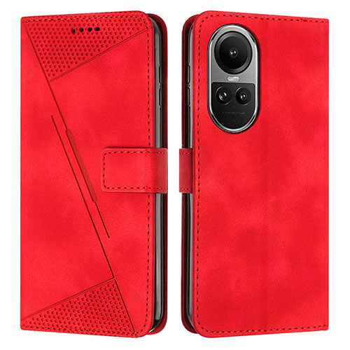 Leather Case Stands Flip Cover Holder Y07X for Oppo Reno10 Pro 5G Red